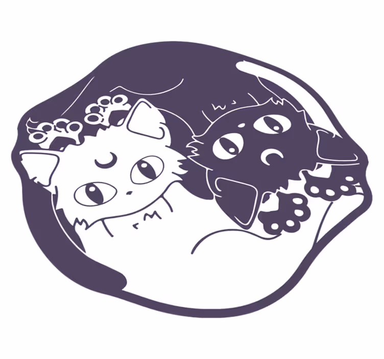 Anime mačka yin yang vinylový koberec - Tenstickers