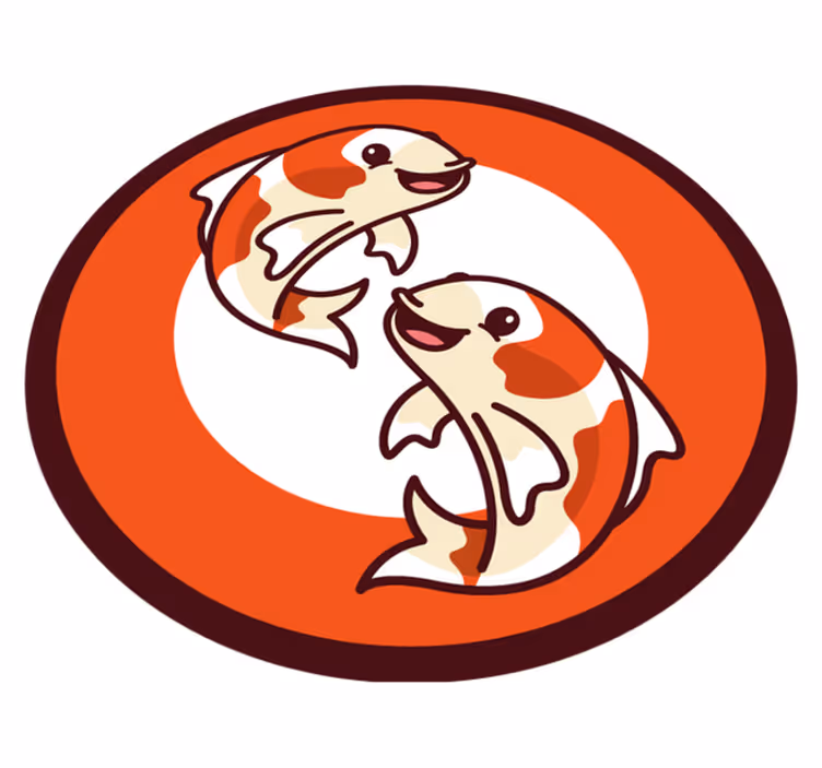 vinylové koberce zvieratá hravý koi kruh - Tenstickers