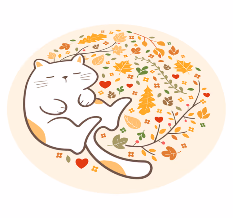 rôzne vinylové koberce pre deti jesenné ilustrácie mačky - Tenstickers