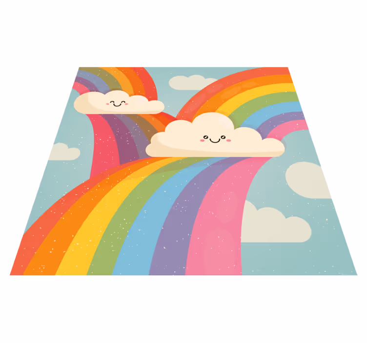 Detský vinylový koberec rainbow in clouds - Tenstickers