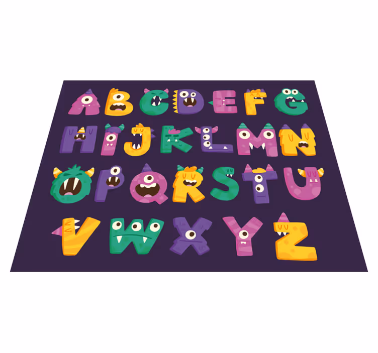Karikatúra monštrum abeceda vinyl abeceda koberec - Tenstickers