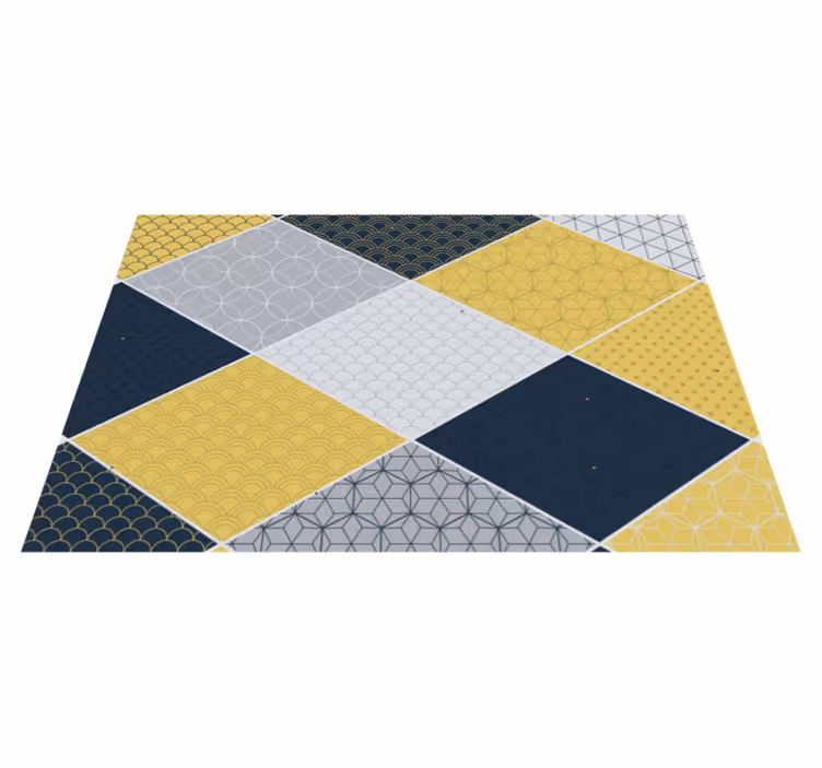 žlté vzorované čiary geometrické vinylové koberce - Tenstickers