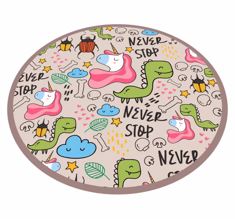 Huba dinosaura jednorožca s vlastnými textami koberca - Tenstickers