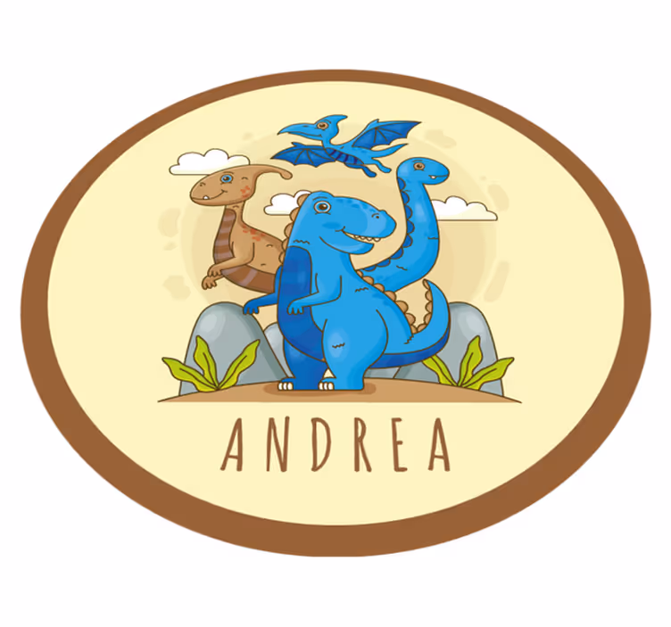 vinylový koberec s menom zloženie kruhu dinosaura - Tenstickers
