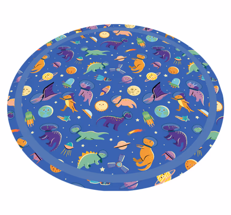 detský vinylový koberec vesmírny dinosaurus kolo - Tenstickers