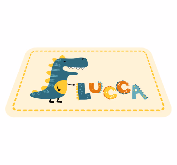 šťastný dinosaurus s osobným menom koberec - Tenstickers
