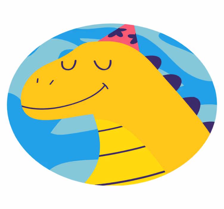 Dinosaurus sa hrá na modrom pozadí zvieracieho koberca - Tenstickers