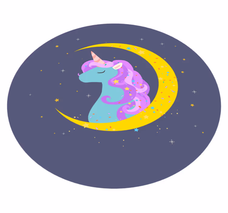 detský vinylový koberec zobrazenie polmesiaca jednorožca - Tenstickers