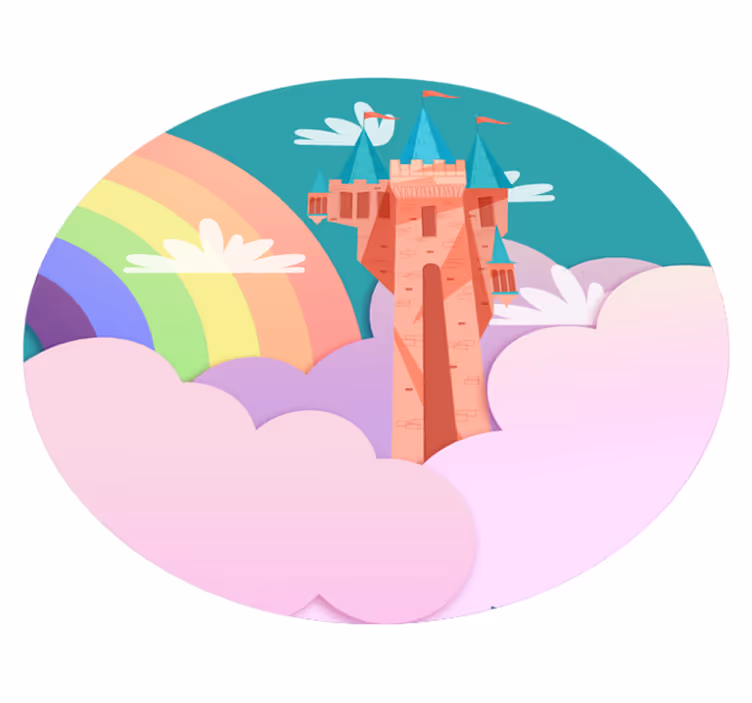 Detský vinylový koberec ružový magický hrad princezná - Tenstickers