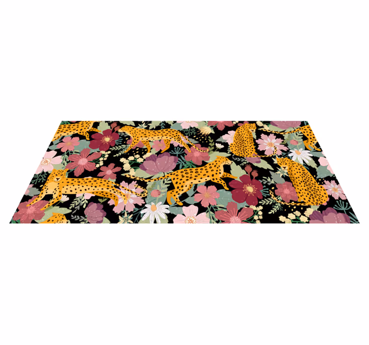 vinylové koberce zvieratá leopardí kvetinový vzor - Tenstickers