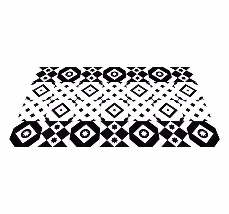 Patchwork čierny a biely moderný koberec - Tenstickers