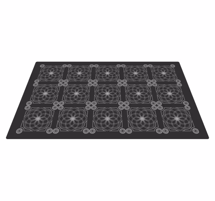 čierny vinylový koberec geometrické kvetinové vzory - Tenstickers