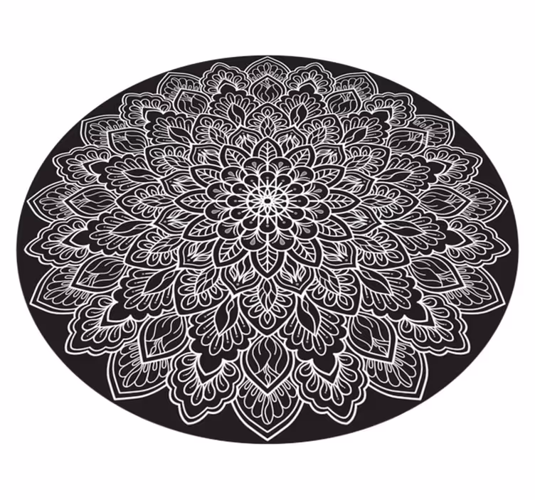 čiernobiela mandala vinylový koberec mandala - Tenstickers