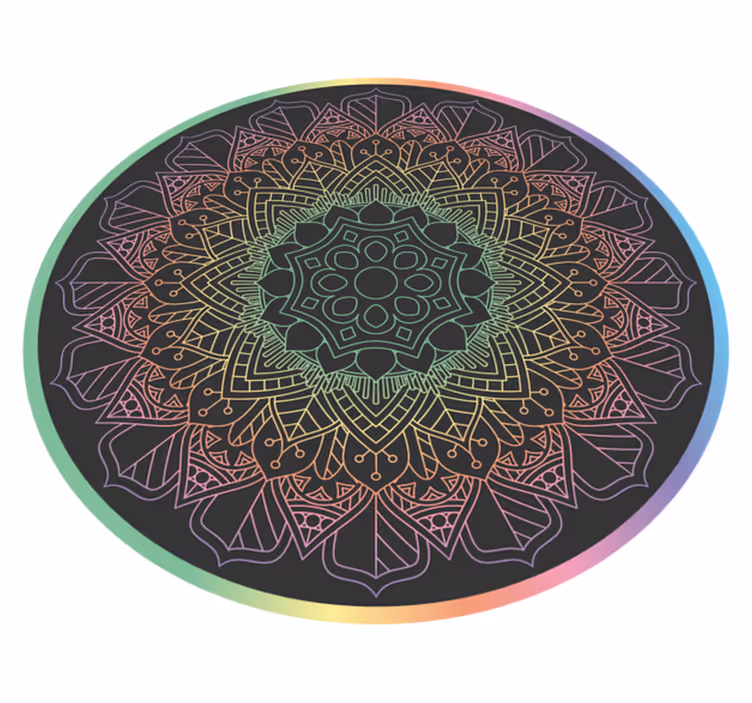 Dúhová mandala vinylový koberec - Tenstickers