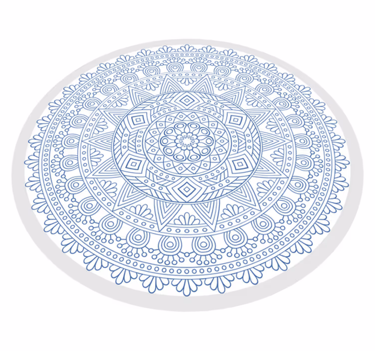 Tmavo modrý a biely vinylový koberec mandala - Tenstickers