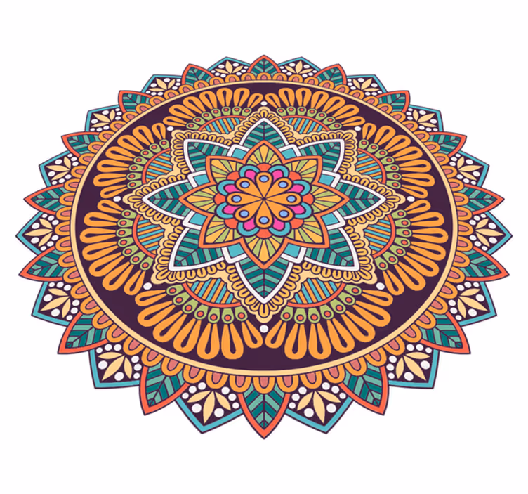 Farebný mandala kvetinový mandala vinylový koberec - Tenstickers