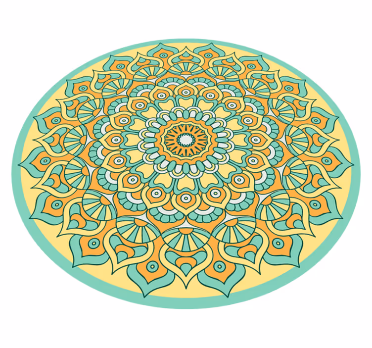 Vinylový koberec mandala oranžová a teal mandala - Tenstickers