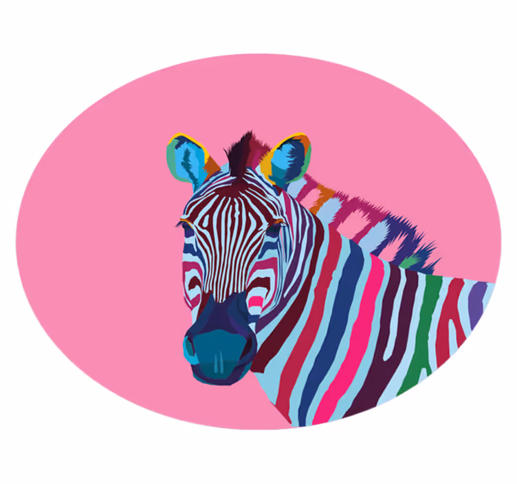 Zebra pop art zvierací koberec kruh - Tenstickers