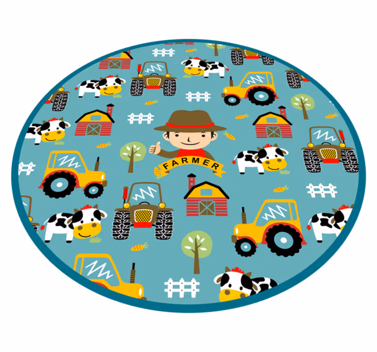 Farmár, zvieratá a traktorový koberec pre zvieratá - Tenstickers