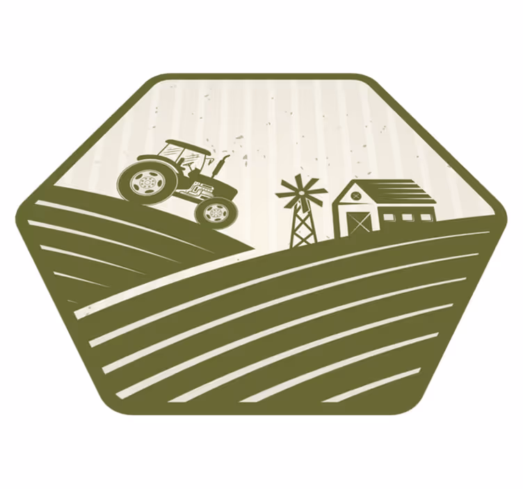 Vintage traktor a veterný mlyn vintage vinylový koberec - Tenstickers