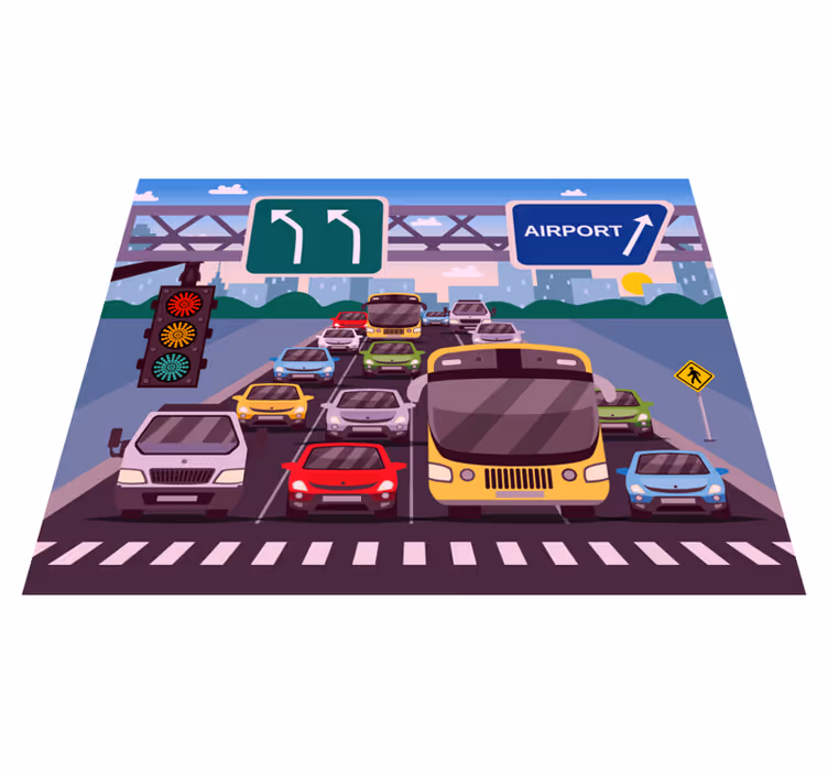 vinylový koberec cesty dopravný čas hrania - Tenstickers