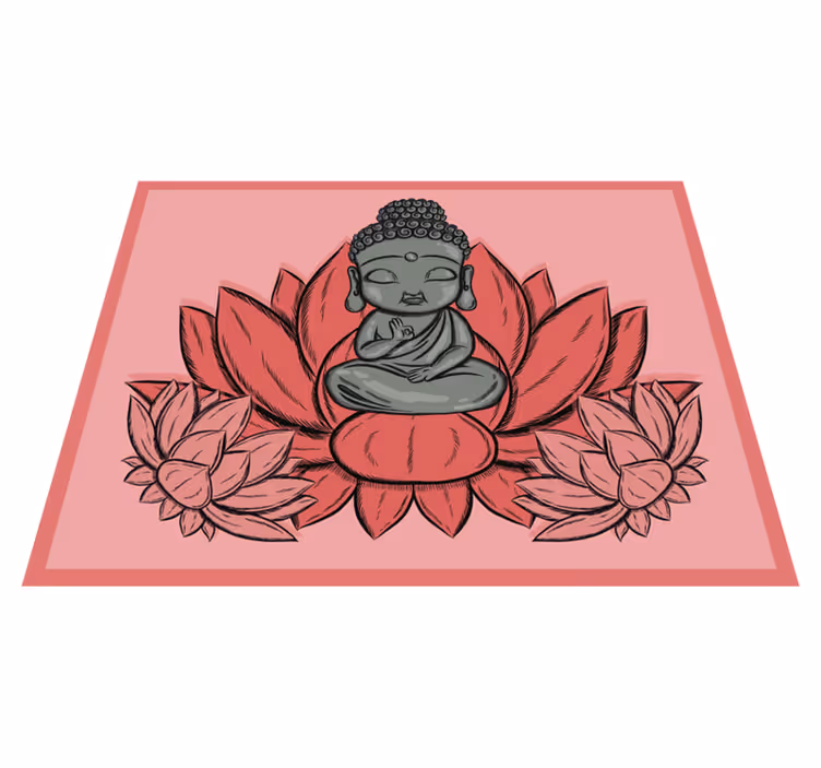 Lotosový a kreslený kvetinový koberec budha - Tenstickers