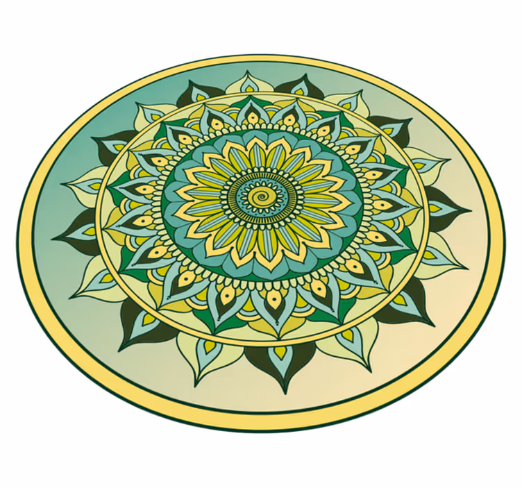 Mandala zelený ombre mandala vinylový koberec - Tenstickers