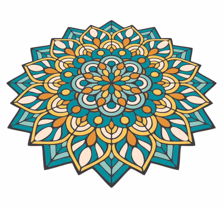 Vinylový koberec mandala zelená a oranžová mandala - Tenstickers