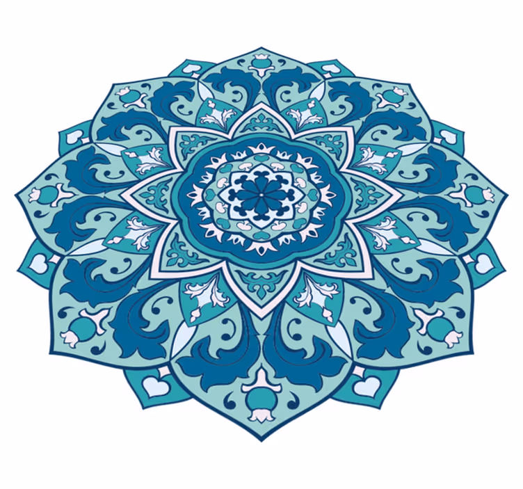 Modrý vzorovaný vinylový koberec mandala - Tenstickers
