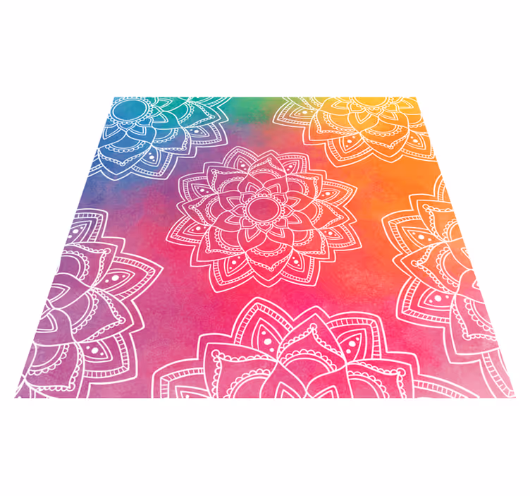 Dúhová farba pozadia vinylový koberec mandala - Tenstickers