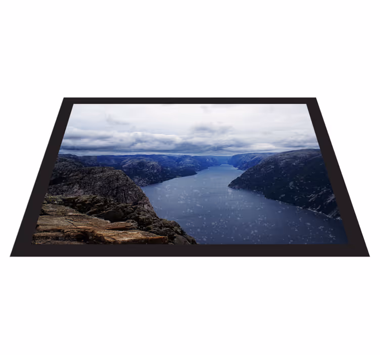 Vinylový koberec nórsky fjord s modrou vodou - Tenstickers