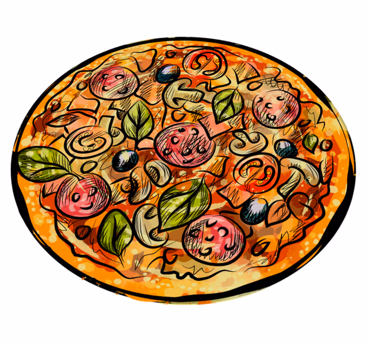 Karikatúra pizza kuchyňa kuchynská kobercedlaždice - Tenstickers