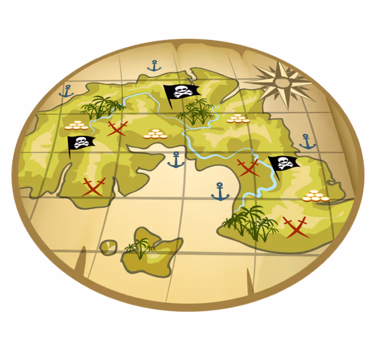 Detský vinylový koberec pirátska mapa pokladov - Tenstickers