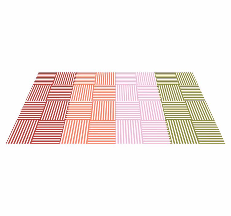 Farebné pruhované štvorce, geometrické vinylové koberce - Tenstickers