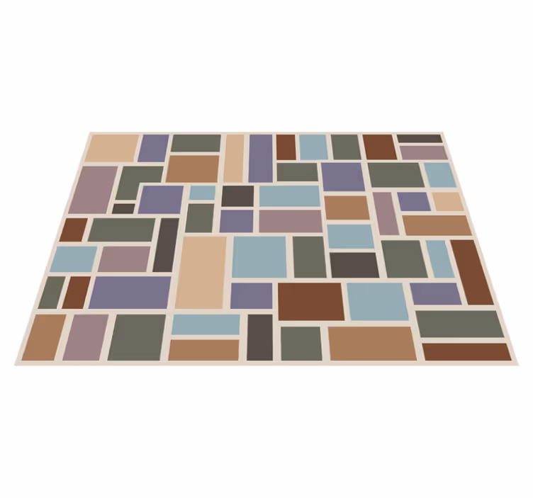 vinylový koberec s geometrickýmy tvarmi kubistická mozaika - Tenstickers