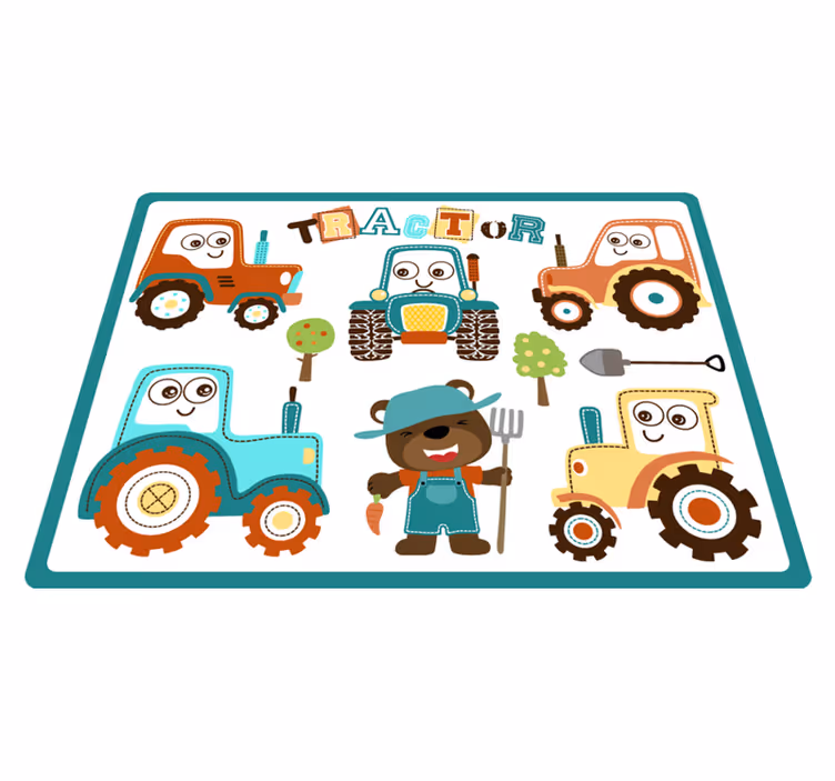 detský vinylový koberec animované traktory - Tenstickers