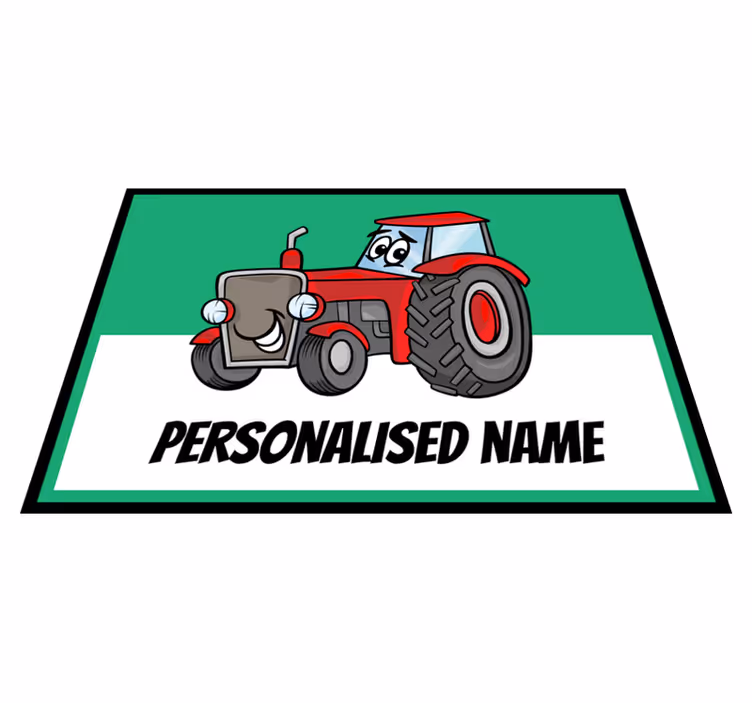 Personalizovaný červený traktor personalizovaná rohož - Tenstickers