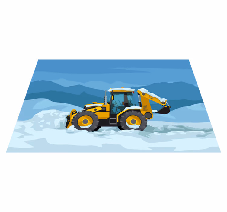 žltý traktor realistický vinylový koberec - Tenstickers