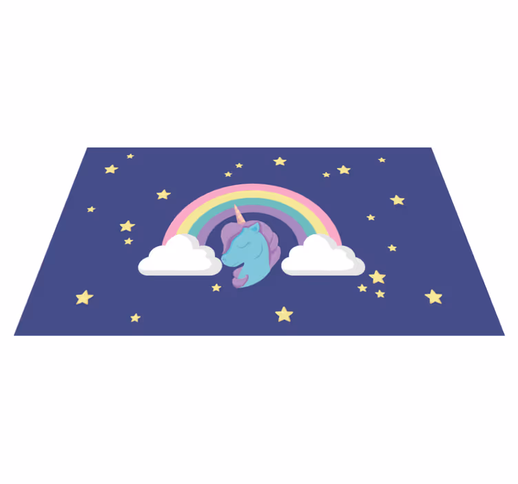 detský vinylový koberec dúhová grafika jednorožca - Tenstickers