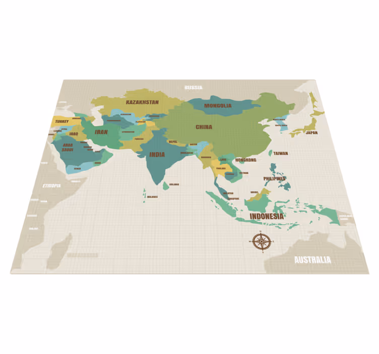 vinylový kvoberec s mapou sveta kartografický dekor - Tenstickers