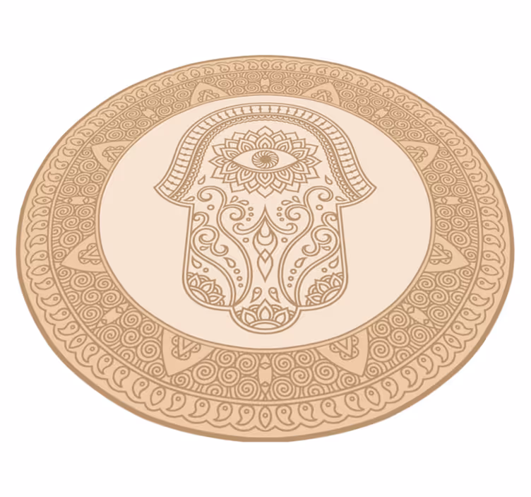 vinylový koberec mandala béžový symbol fatimskej ruky - Tenstickers