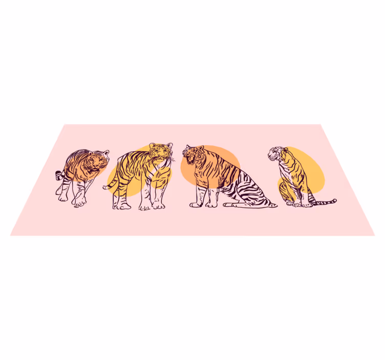 vinylové koberce zvieratá zarámovaná ilustrácia tigra - Tenstickers