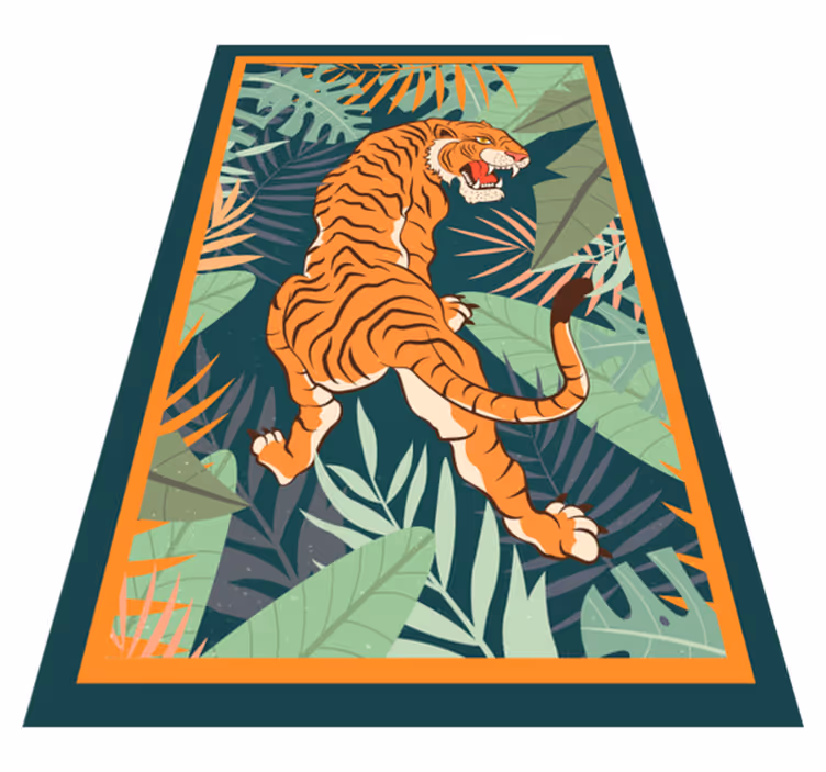 vinylové koberce zvieratá ilustrácia zúrivého tigra - Tenstickers