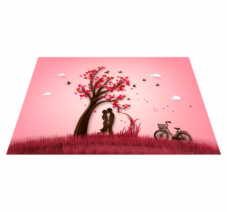 vinylový koberec s kvetmi romantická scéna so stromom - Tenstickers
