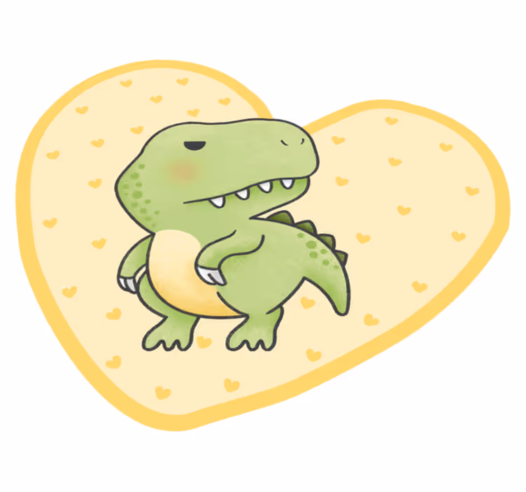detský vinylový koberec dinosaurus v tvare srdca - Tenstickers