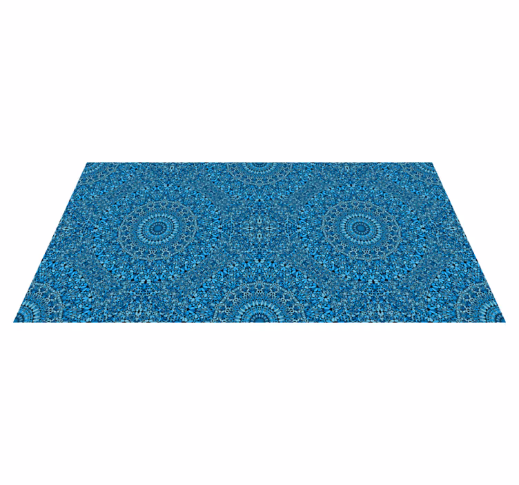 vinylový koberec mandala prepracovaný modrý motív - Tenstickers