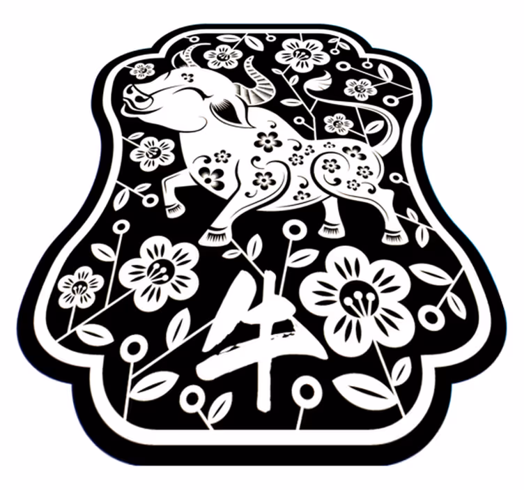 vinylové koberce zvieratá elegantný kvetinový býk - Tenstickers