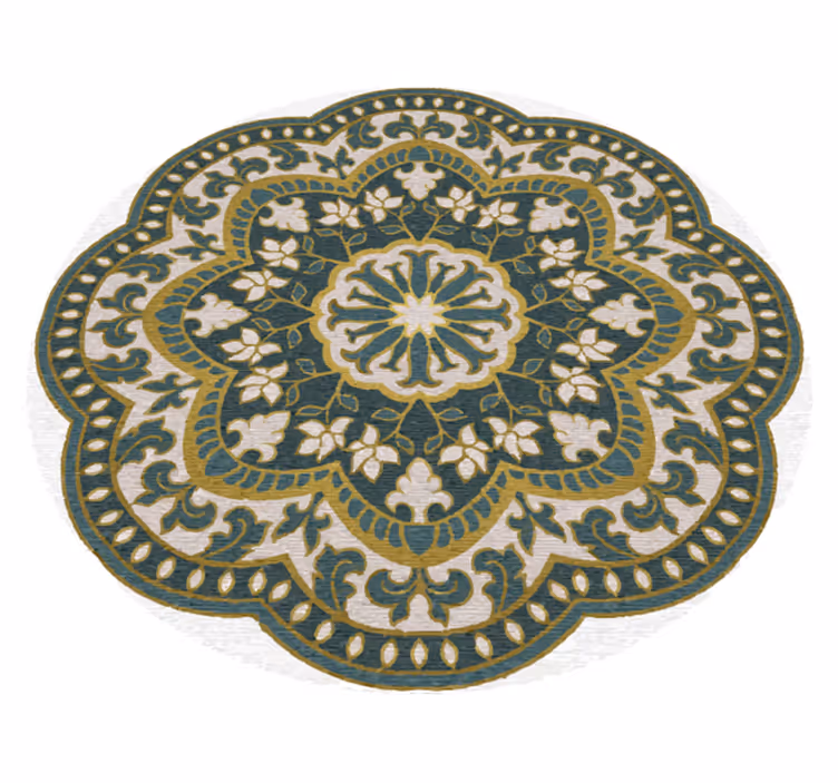 vinylový koberec mandala kruhový zelený kvetinový motív - Tenstickers