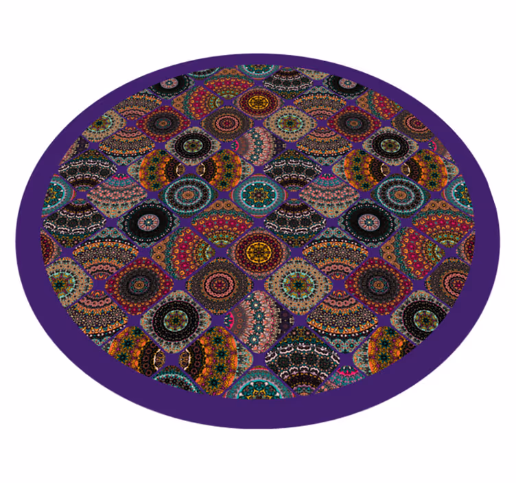 vinylový koberec mandala farebné kruhové vzory - Tenstickers