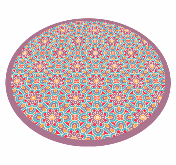 Vinylový koberec mandala s živým kvetinovým vzorom - Tenstickers